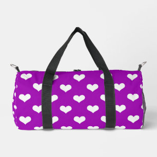 Bolso De Deporte Pequeño Diseño de patrones morados de corazón de amor blan