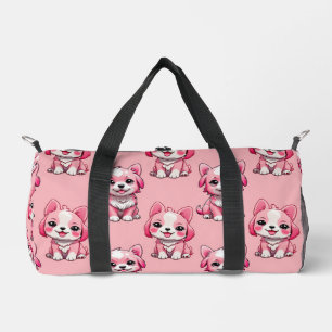 Bolso De Deporte Pequeño Diseño del patrón de perro de cachorro rosa - rosa