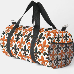 Bolso De Deporte Pequeño Diseño del patrón Fleur-de-lis del barroco negro n