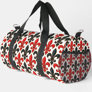 Bolso De Deporte Pequeño Diseño del patrón rojo negro barroco Fleur-de-lis