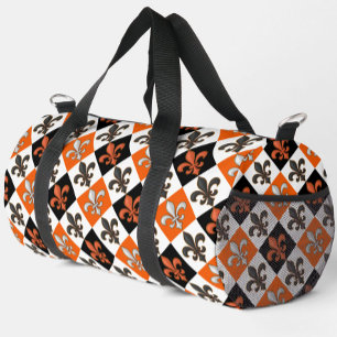 Bolso De Deporte Pequeño Diseño Fleur-de-lis con cuadros blancos negros nar