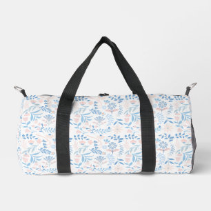 Bolso De Deporte Pequeño Diseño floral boho estampado en bloque azul rosa f