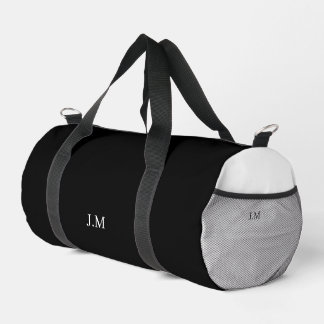 Bolso De Deporte Pequeño Dúo negro y blanco iniciales de color sólido nombr
