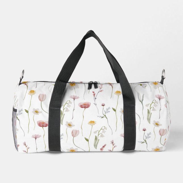 Bolso De Deporte Pequeño Dusty Pink Watercolor Wildflower (Reverso)