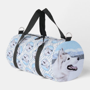 Bolso De Deporte Pequeño El Husky Siberiano pinta arte de perro blanco y pl