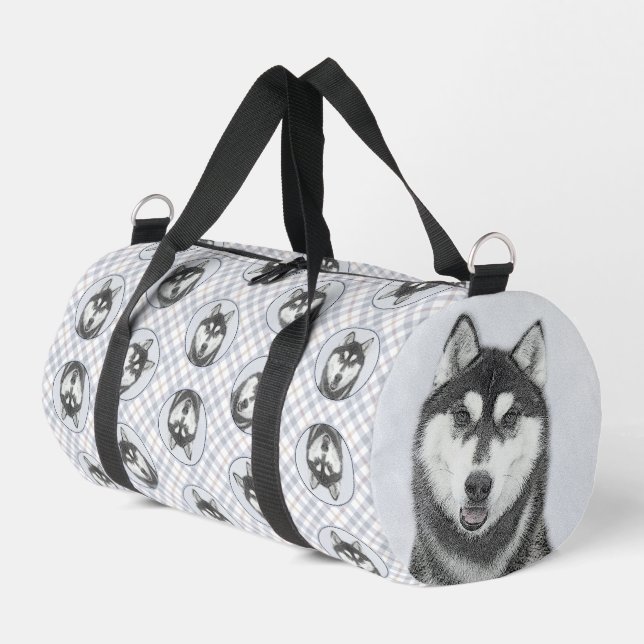 Bolso De Deporte Pequeño El Husky Siberiano Pintando Arte de Perro Blanco y (Esquina izquierda)