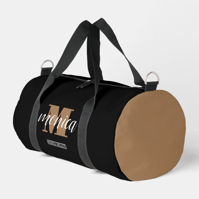 Bolso De Deporte Pequeño Elegant Monogram Black Gold Script minimal (Esquina izquierda)