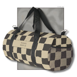 Bolso De Deporte Pequeño Elegant Timeless Name Beige and Dark Check