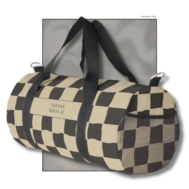 Bolso De Deporte Pequeño Elegant Timeless Name Beige and Dark Check (Subido por el creador)