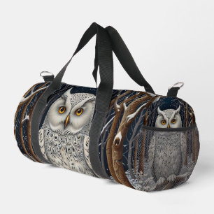 Bolso De Deporte Pequeño Elegante bosque de invierno de búho blanco
