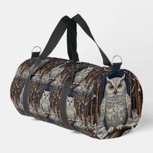Bolso De Deporte Pequeño Elegante bosque de invierno de búho blanco
