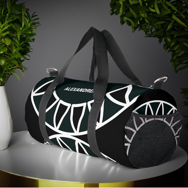 Bolso De Deporte Pequeño Elegante estilo moderno blanco negro (Modern Black White Stylish Elegant Personalize Duffle Bag is great to use when out and about. )