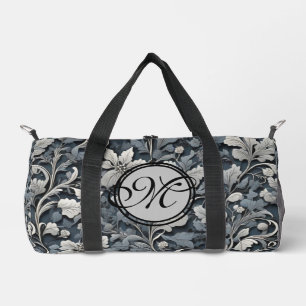 Bolso De Deporte Pequeño Elegante floral gris blanco plateado azul polvorie