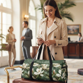 Bolso De Deporte Pequeño Elegante Magnolia Patrón floral Nombre personaliza