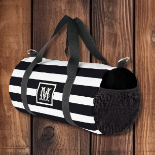 Bolso De Deporte Pequeño Elegante Monograma clásico. Rayas blancas y negras