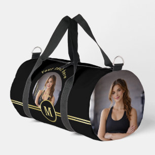 Bolso De Deporte Pequeño Elegante Monograma de Firma en Oro con Foto