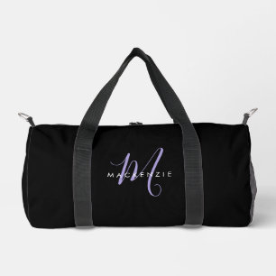 Bolso De Deporte Pequeño Elegante Monograma de letra inicial en guión negro