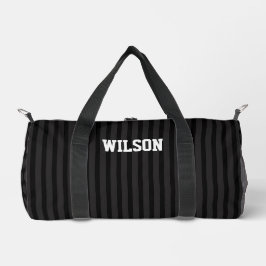 Bolso De Deporte Pequeño Elegante monograma de nombre en negro y gris