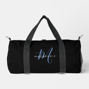 Bolso De Deporte Pequeño Elegante Monograma Moderno de Letra Inicial en Azu