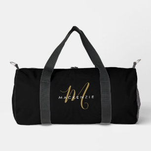 Bolso De Deporte Pequeño Elegante Monograma Moderno de Oro Negro con Letra 