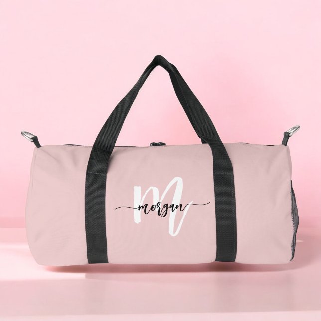 Bolso De Deporte Pequeño Elegante Monograma Rosa Nombre Chica Script Deport (Subido por el creador)
