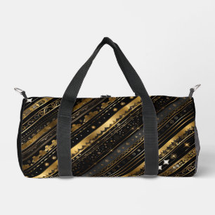 Bolso De Deporte Pequeño Elegante Negro Y Oro Horizontal Striping