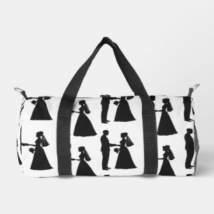 Bolso De Deporte Pequeño Elegante Novia Romántica de Silhouette Blanca y Gr