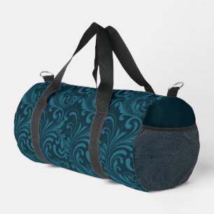 Bolso De Deporte Pequeño Elegante patrón floral barroco azul turquesa