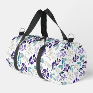 Bolso De Deporte Pequeño Elegante patrón floral con hojas rojas y azules Du