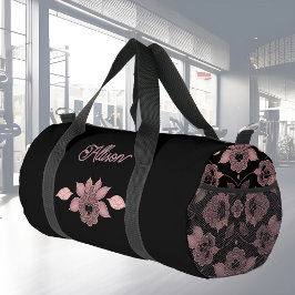 Bolso De Deporte Pequeño Elegante rosa sobre encaje negro en personalizado
