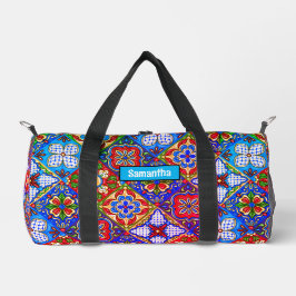 Bolso De Deporte Pequeño Elegante talavera mexicana azulejos púrpura azul r