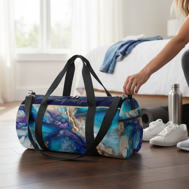 Bolso De Deporte Pequeño Elegante y moderno nombre personalizado de mármol  (Subido por el creador)