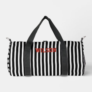 Bolso De Deporte Pequeño Elegantes rayas en blanco y negro con monograma de