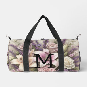 Bolso De Deporte Pequeño Encaje monograma floral rosas púrpura lirios lavan