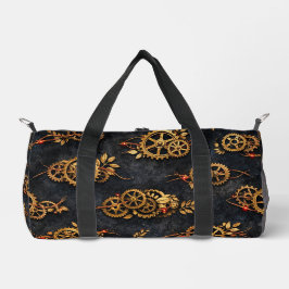 Bolso De Deporte Pequeño Engranajes Dorados Vintage y Neon Rojo Cyberpunk M