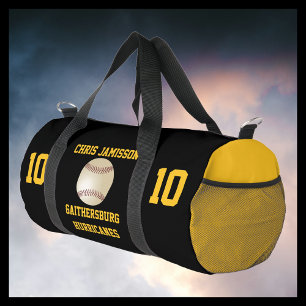 Bolso De Deporte Pequeño Equipo de béisbol, Coach Player Black Gold Persona