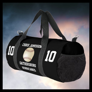 Bolso De Deporte Pequeño Equipo de béisbol, entrenador o jugador negro pers