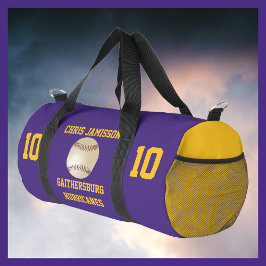 Bolso De Deporte Pequeño Equipo de béisbol, entrenador o jugador púrpura pe