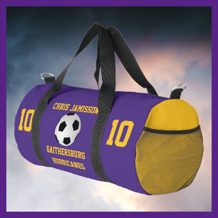 Bolso De Deporte Pequeño Equipo de fútbol, entrenador, jugador Purple Gold