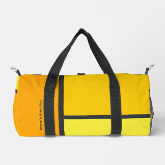 Bolso De Deporte Pequeño Escala de Naranja Amarillo y tu Texto, Tricolor