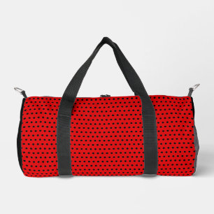 Bolso De Deporte Pequeño Estilizado Patrón De Puntos Negros Sobre Rojo Asom