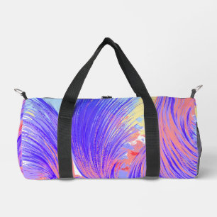 Bolso De Deporte Pequeño Estilizan las plumas abstractas azules rosadas