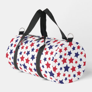 Bolso De Deporte Pequeño Estrellas Rojas y Azules, 4 de Julio, Fondo Blanco