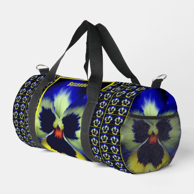 Bolso De Deporte Pequeño Flor azul Pansy personalizada (Esquina derecha)