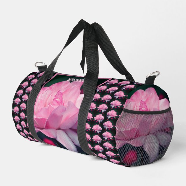 Bolso De Deporte Pequeño Flor rosa rosa fuerte personalizada (Esquina derecha)