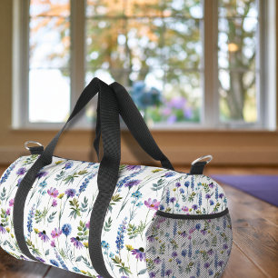Bolso De Deporte Pequeño Flor silvestre acuarela azul púrpura