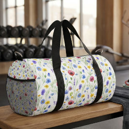 Bolso De Deporte Pequeño Flor Silvestre Acuarela Azul Rojo