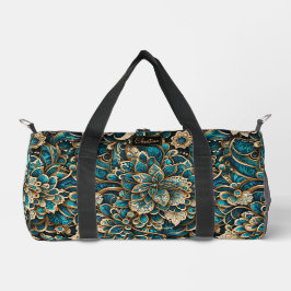 Bolso De Deporte Pequeño Floral Peacock Blue Mandala