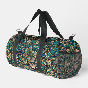 Bolso De Deporte Pequeño Floral Peacock Blue Mandala