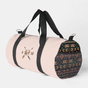 Bolso De Deporte Pequeño Flores Boho y Monograma de Flechas